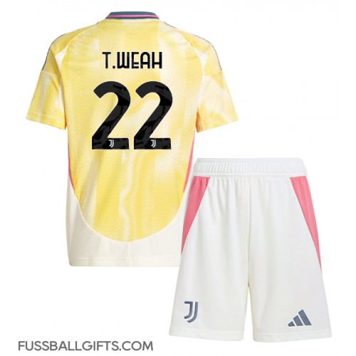 Juventus Timothy Weah #22 Fußballbekleidung Auswärtstrikot Kinder 2024-25 Kurzarm (+ kurze hosen)